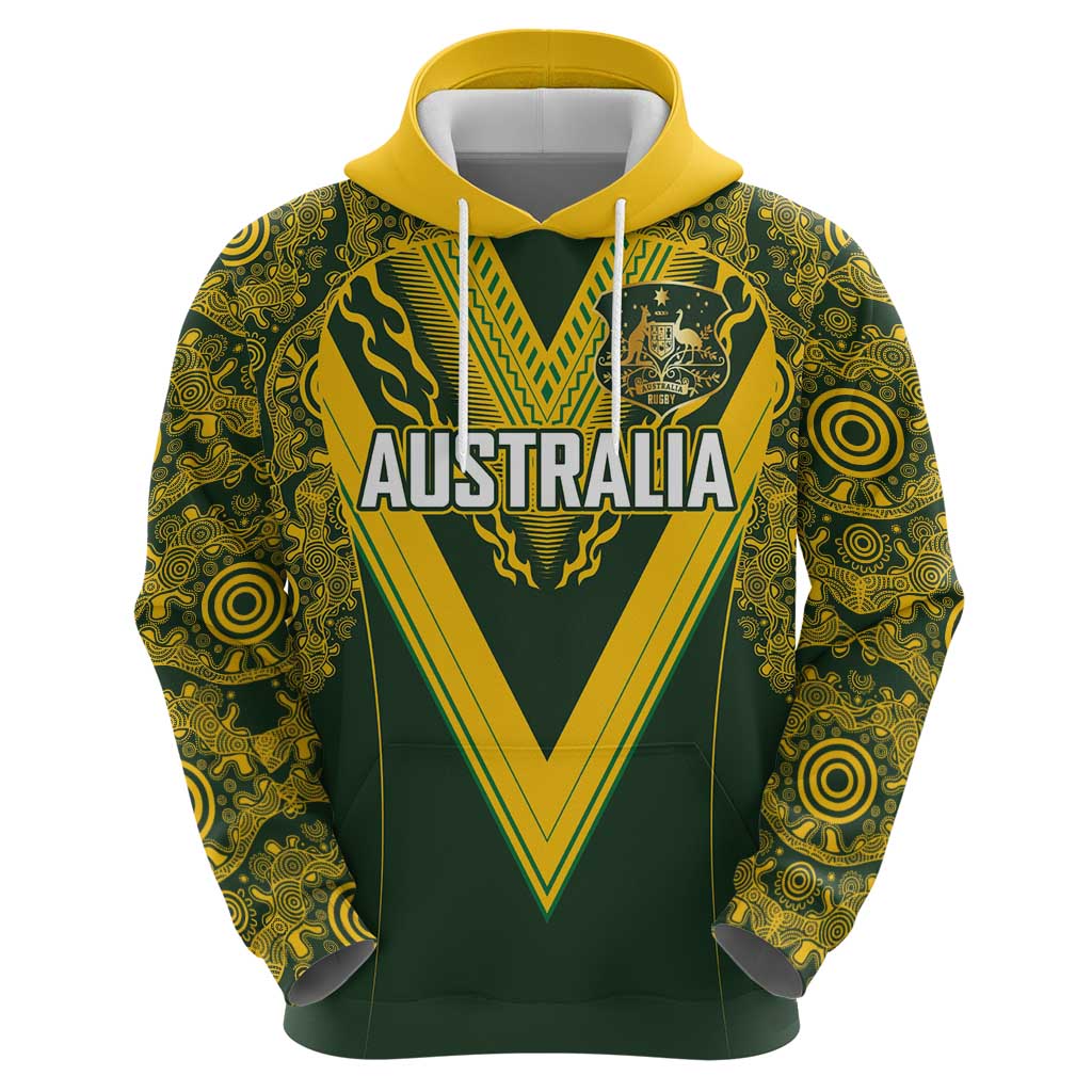 Australia Rugby Custom Zip Hoodie Aboriginal Art Sporty Style LT03 - Polynesian Pride