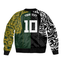 Aotearoa Australia Rugby Custom Bomber Jacket Maori and Aboriginal Art Sporty Style - Polynesian Pride