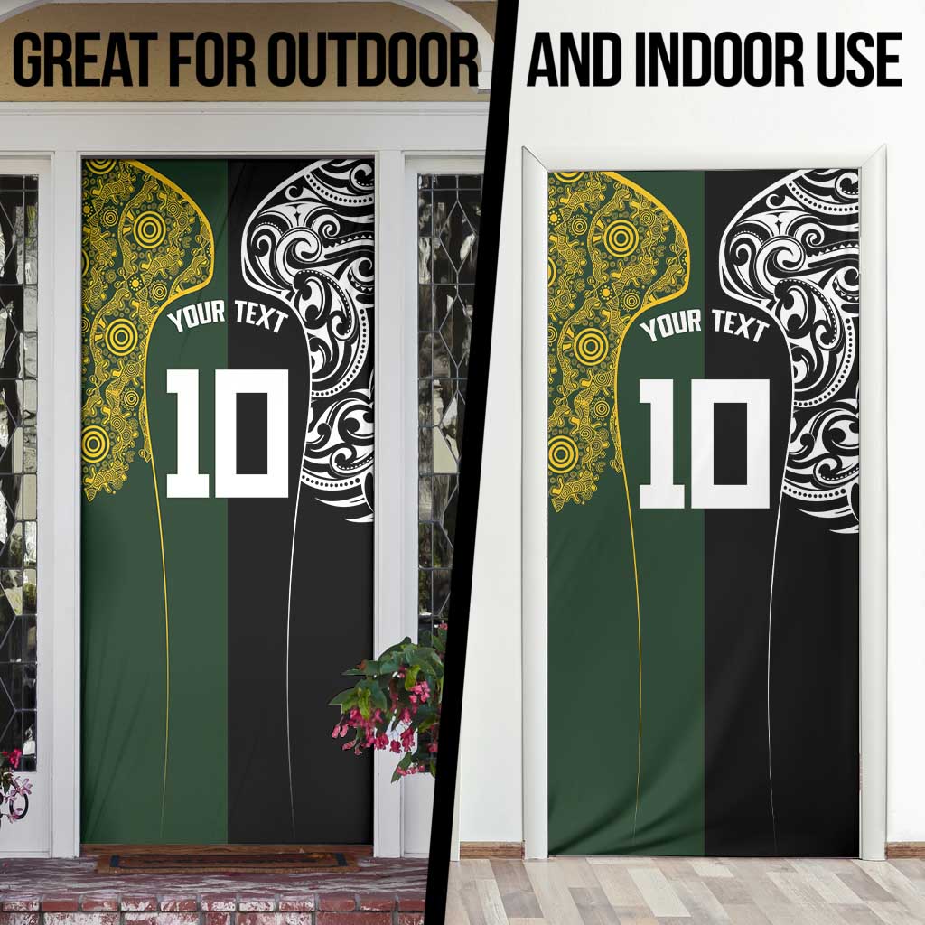 Aotearoa Australia Rugby Custom Door Cover Maori and Aboriginal Art Sporty Style - Polynesian Pride