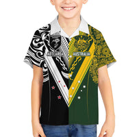 Aotearoa Australia Rugby Custom Hawaiian Shirt Maori and Aboriginal Art Sporty Style - Polynesian Pride