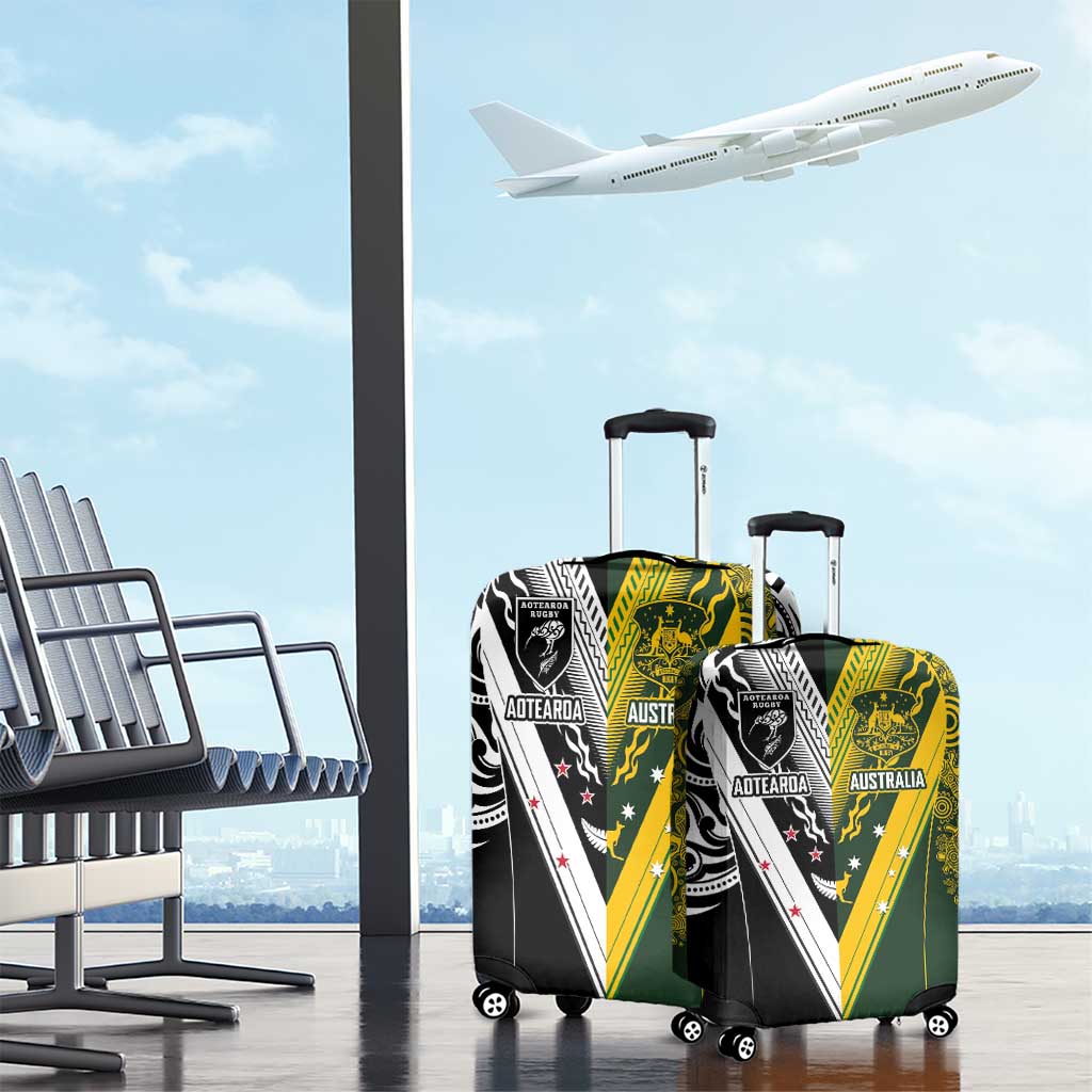 Aotearoa Australia Rugby Luggage Cover Maori and Aboriginal Art Sporty Style - Polynesian Pride