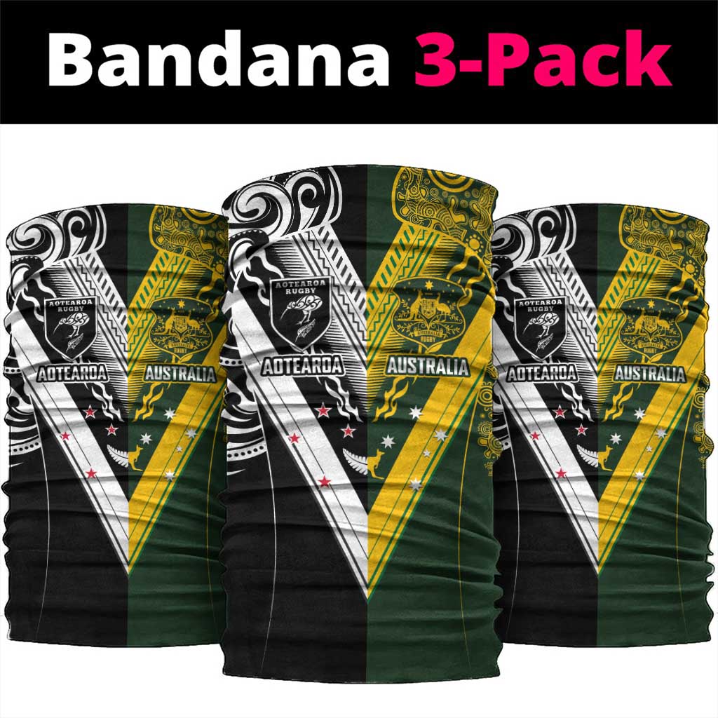 Aotearoa Australia Rugby Neck Gaiter Maori and Aboriginal Art Sporty Style - Polynesian Pride