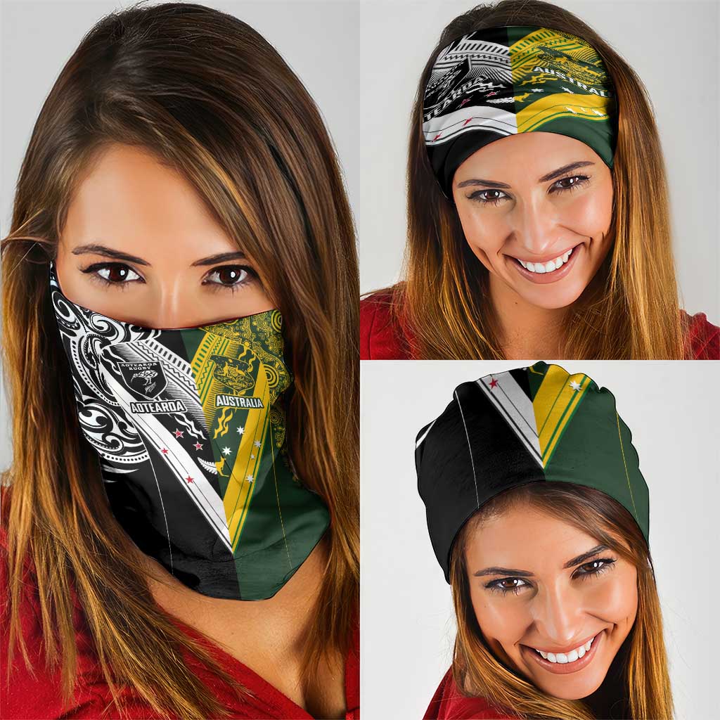 Aotearoa Australia Rugby Neck Gaiter Maori and Aboriginal Art Sporty Style - Polynesian Pride