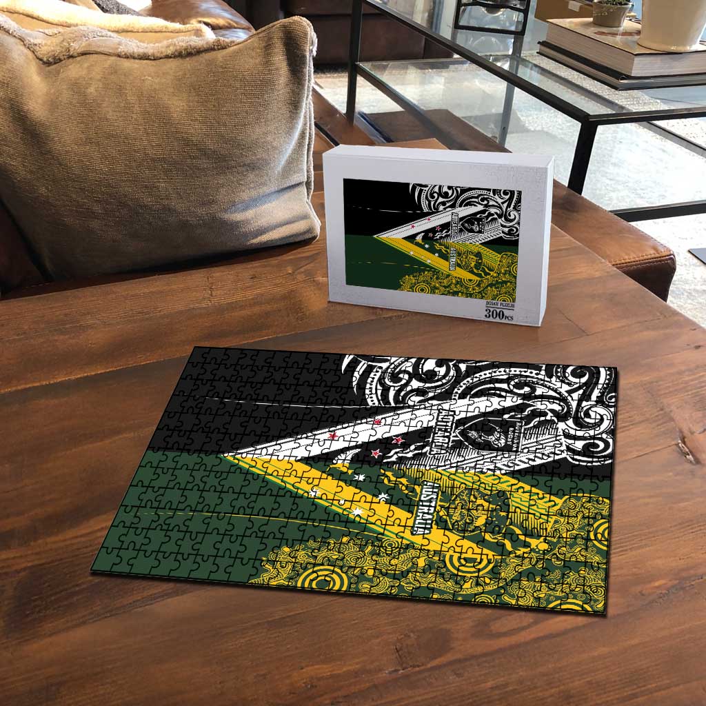 Aotearoa Australia Rugby Puzzle Maori and Aboriginal Art Sporty Style - Polynesian Pride