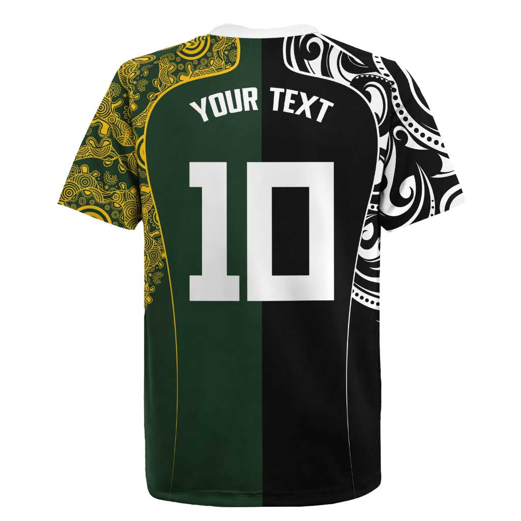 Aotearoa Australia Rugby Custom Rugby Jersey Maori and Aboriginal Art Sporty Style - Polynesian Pride