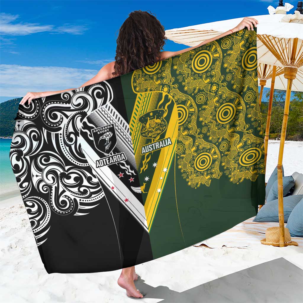 Aotearoa Australia Rugby Sarong Maori and Aboriginal Art Sporty Style LT03 One Size 44 x 66 inches Green - Polynesian Pride