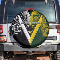 Aotearoa Australia Rugby Spare Tire Cover Maori and Aboriginal Art Sporty Style - Polynesian Pride