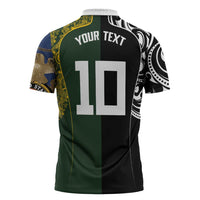 Aotearoa Australia Rugby Custom Zipper Polo Shirt Maori and Aboriginal Art Sporty Style - Polynesian Pride