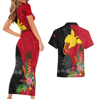 Papua New Guinea Couples Matching Short Sleeve Bodycon Dress and Hawaiian Shirt Birds Of Paradise Mix Tropical Flower Polynesian Pattern LT03 - Polynesian Pride