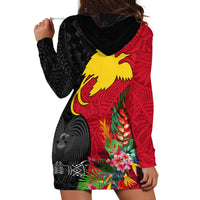 Papua New Guinea Hoodie Dress Birds Of Paradise Mix Tropical Flower Polynesian Pattern LT03 - Polynesian Pride