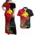 Custom Papua New Guinea Couples Matching Off Shoulder Maxi Dress and Hawaiian Shirt Birds Of Paradise Mix Tropical Flower Polynesian Pattern LT03 Red - Polynesian Pride