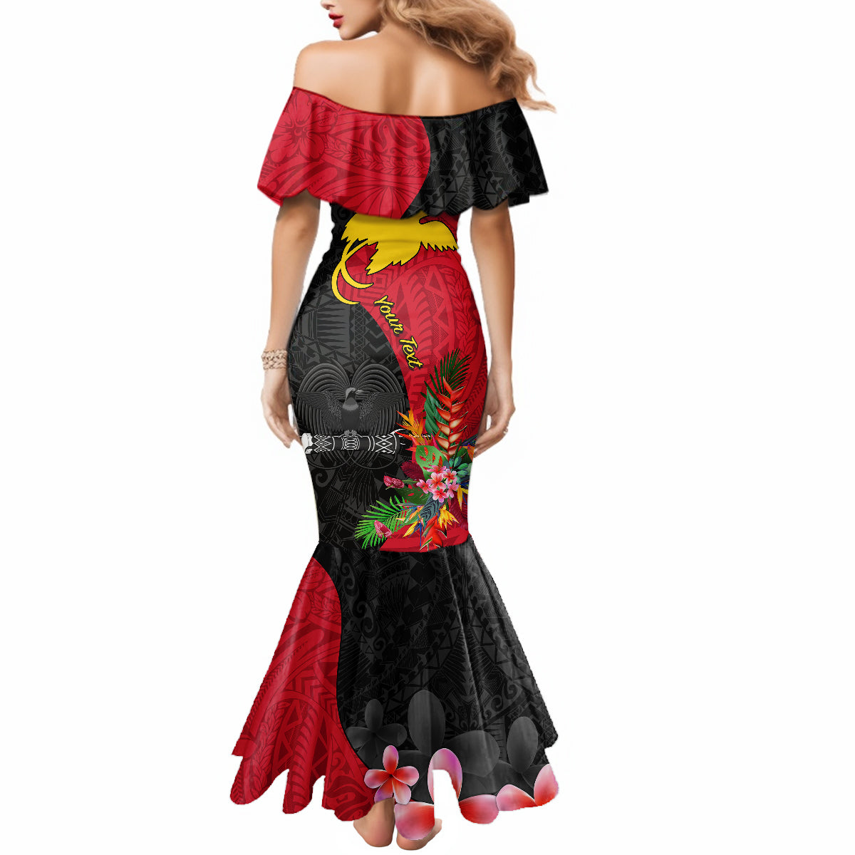 Custom Papua New Guinea Mermaid Dress Birds Of Paradise Mix Tropical Flower Polynesian Pattern LT03 - Polynesian Pride