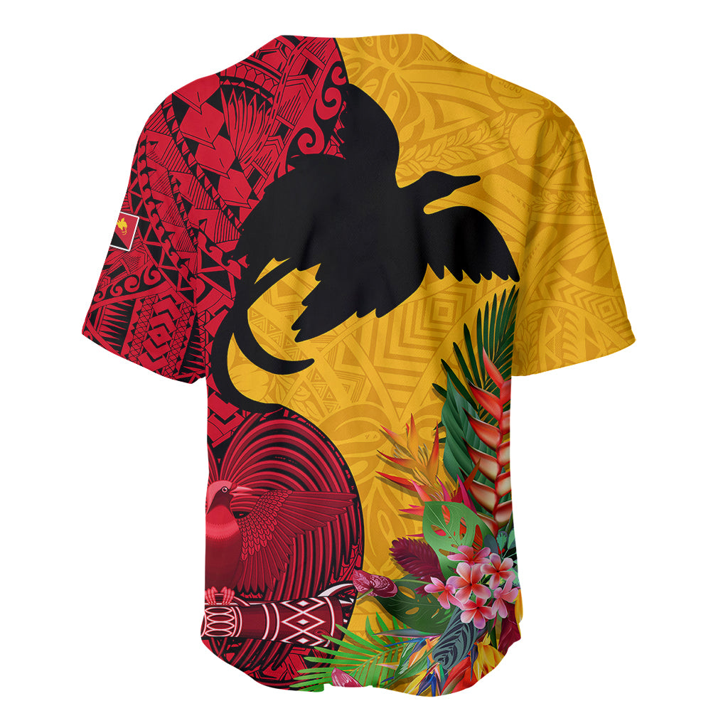 Papua New Guinea Baseball Jersey Birds Of Paradise Mix Tropical Flower Polynesian Pattern LT03 - Polynesian Pride