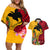 Custom Papua New Guinea Couples Matching Off Shoulder Short Dress and Hawaiian Shirt Birds Of Paradise Mix Tropical Flower Polynesian Pattern LT03 Yellow - Polynesian Pride