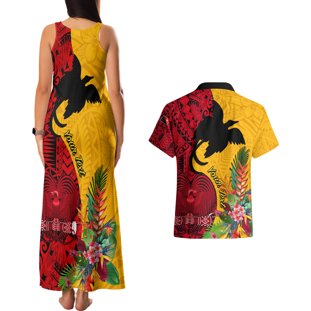 Custom Papua New Guinea Couples Matching Tank Maxi Dress and Hawaiian Shirt Birds Of Paradise Mix Tropical Flower Polynesian Pattern LT03 - Polynesian Pride
