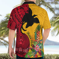 Custom Papua New Guinea Hawaiian Shirt Birds Of Paradise Mix Tropical Flower Polynesian Pattern LT03 - Polynesian Pride