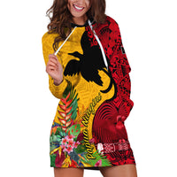 Custom Papua New Guinea Hoodie Dress Birds Of Paradise Mix Tropical Flower Polynesian Pattern LT03 Yellow - Polynesian Pride