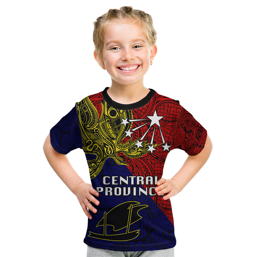 Papua New Guinea Central Province Kid T Shirt PNG Birds Of Paradise Polynesian Arty Style LT03 Red - Polynesian Pride