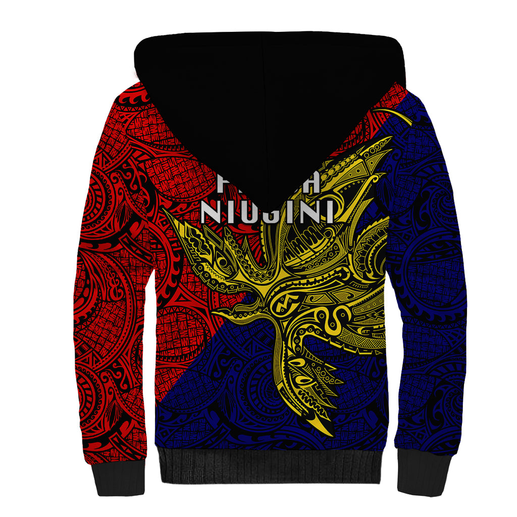 Papua New Guinea Central Province Sherpa Hoodie PNG Birds Of Paradise Polynesian Arty Style LT03 - Polynesian Pride