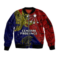 Papua New Guinea Central Province Sleeve Zip Bomber Jacket PNG Birds Of Paradise Polynesian Arty Style LT03 Unisex Red - Polynesian Pride