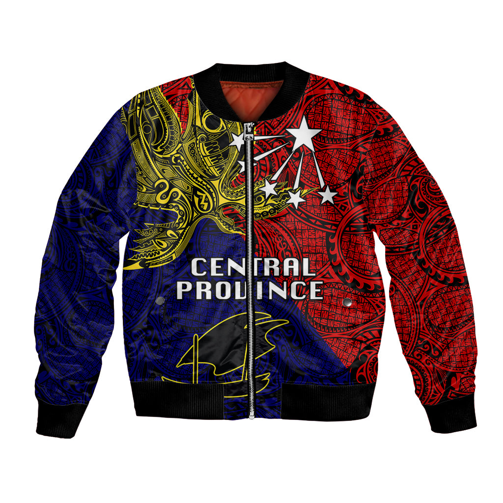 Custom Papua New Guinea Central Province Bomber Jacket PNG Birds Of Paradise Polynesian Arty Style LT03 Unisex Red - Polynesian Pride