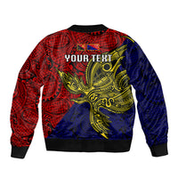 Custom Papua New Guinea Central Province Bomber Jacket PNG Birds Of Paradise Polynesian Arty Style LT03 - Polynesian Pride