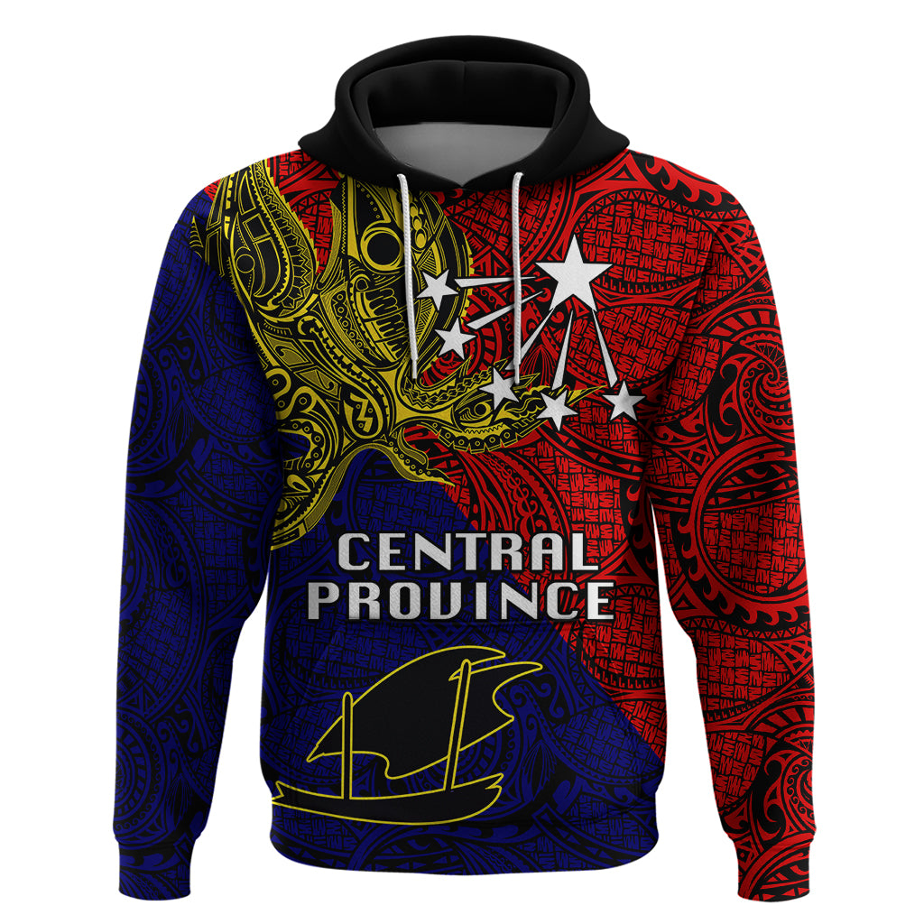 Custom Papua New Guinea Central Province Hoodie PNG Birds Of Paradise Polynesian Arty Style LT03 Pullover Hoodie Red - Polynesian Pride