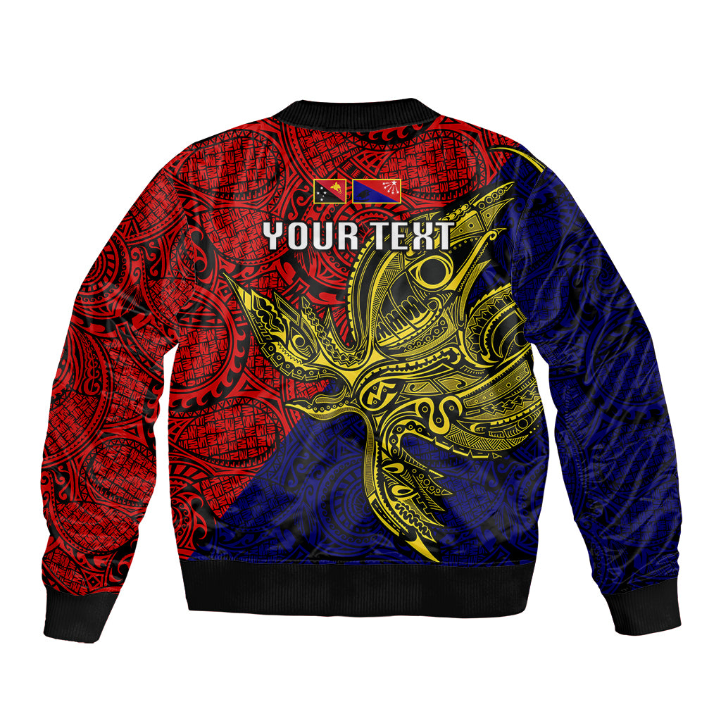 Custom Papua New Guinea Central Province Sleeve Zip Bomber Jacket PNG Birds Of Paradise Polynesian Arty Style LT03 - Polynesian Pride