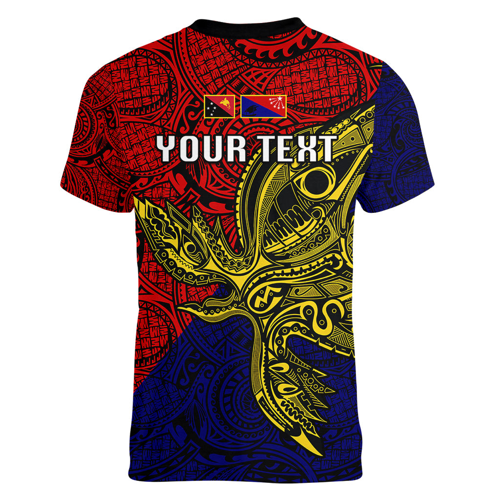 Custom Papua New Guinea Central Province Women V Neck T Shirt PNG Birds Of Paradise Polynesian Arty Style LT03 - Polynesian Pride