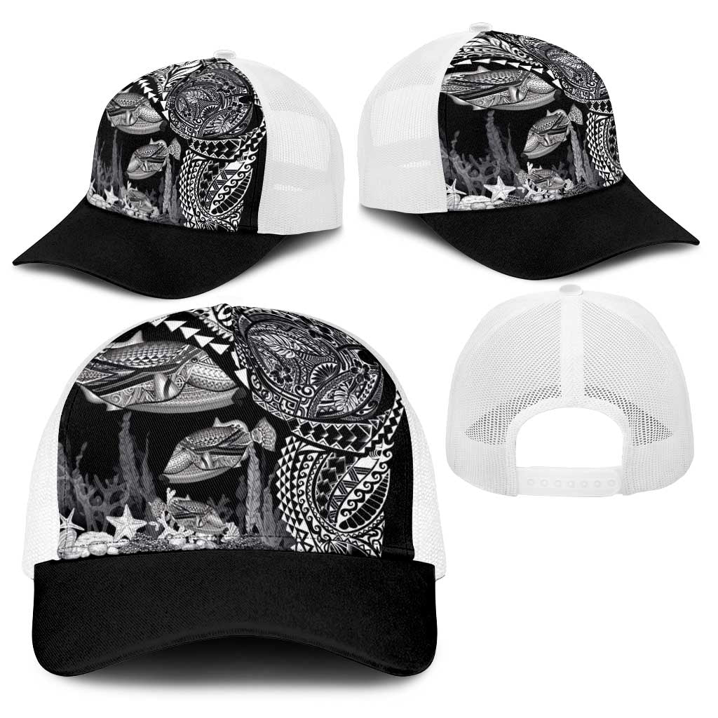 Hawaiian Reef Triggerfish Baseball Net Cap Polynesian Art with Tribal Humuhumunukunukuapua'a LT03 - Polynesian Pride