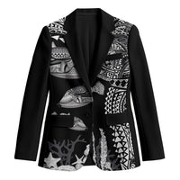 Hawaiian Reef Triggerfish Blazer Polynesian Art with Tribal Humuhumunukunukuapua'a LT03 Unisex Black - Polynesian Pride