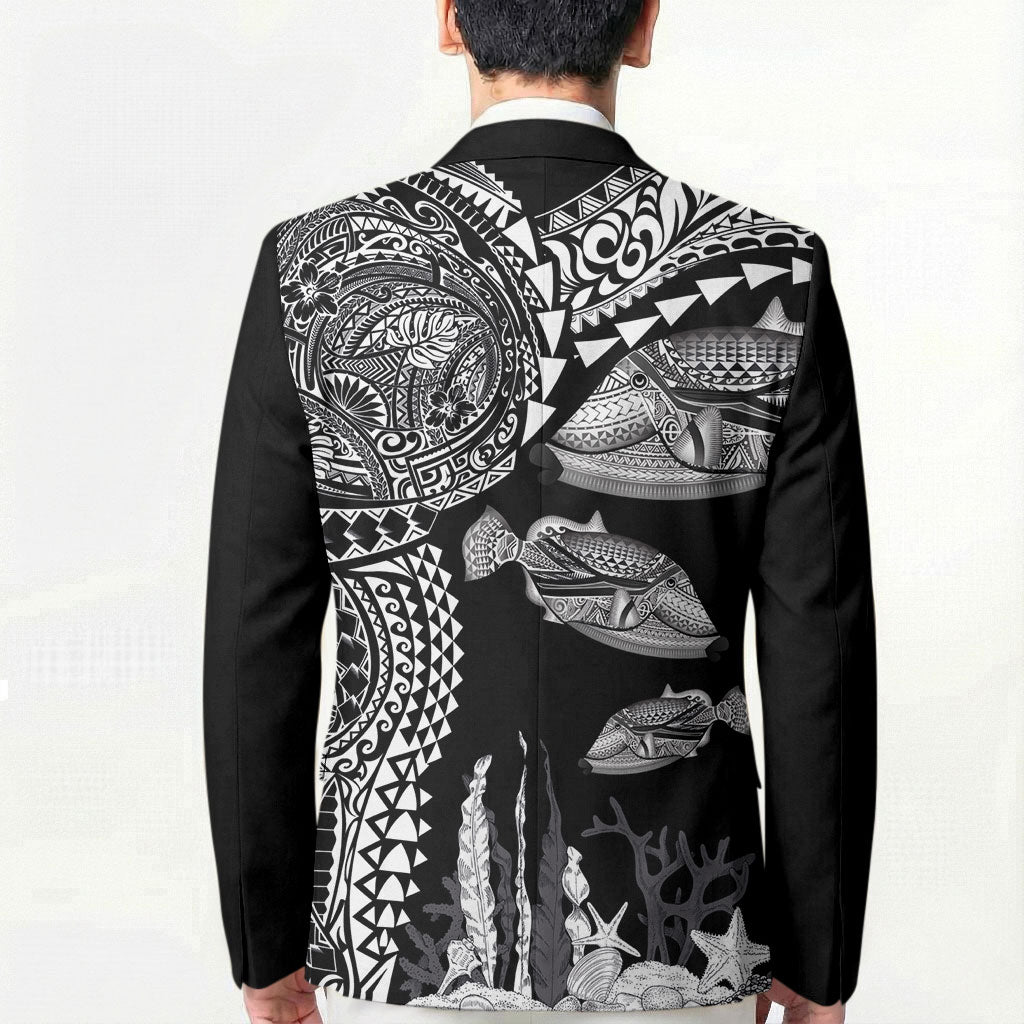 Hawaiian Reef Triggerfish Blazer Polynesian Art with Tribal Humuhumunukunukuapua'a LT03 - Polynesian Pride