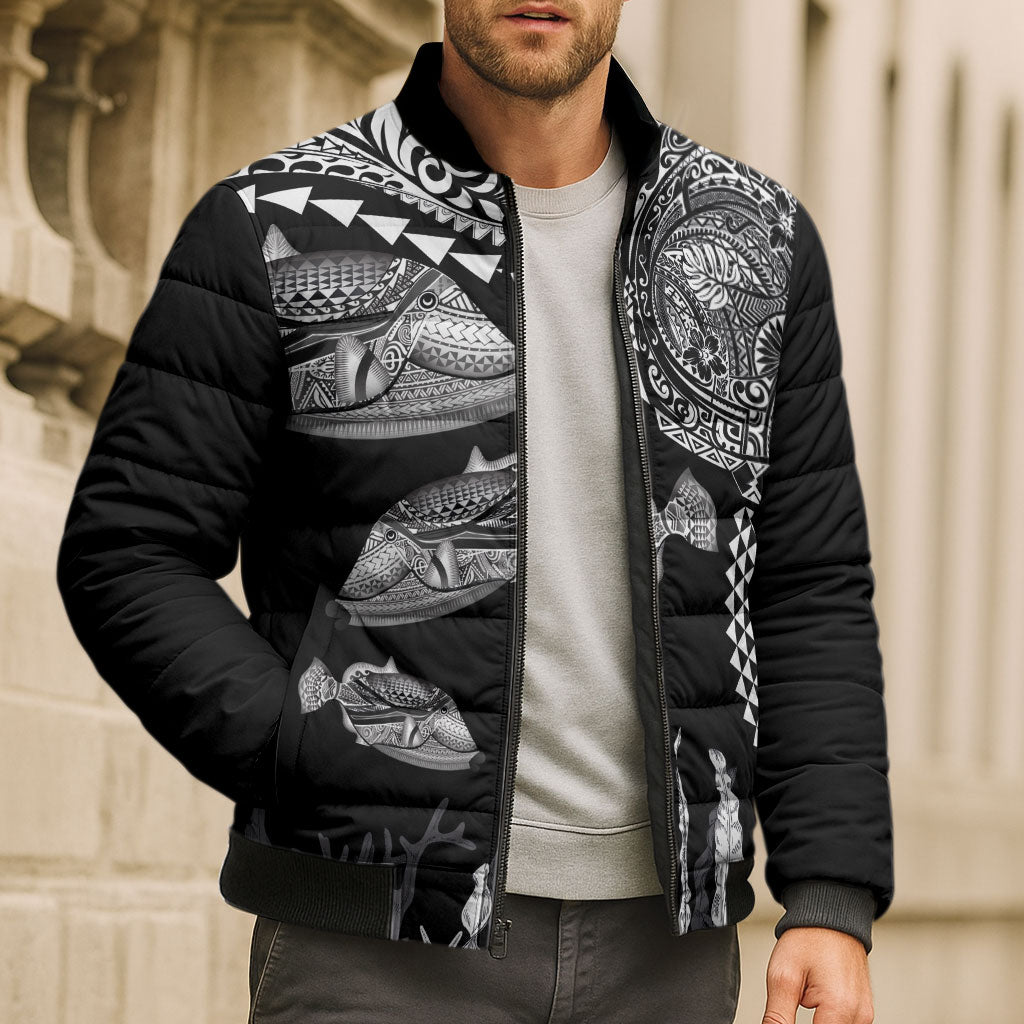 Hawaiian Reef Triggerfish Bomber Puffer Jacket Polynesian Art with Tribal Humuhumunukunukuapua'a LT03 - Polynesian Pride