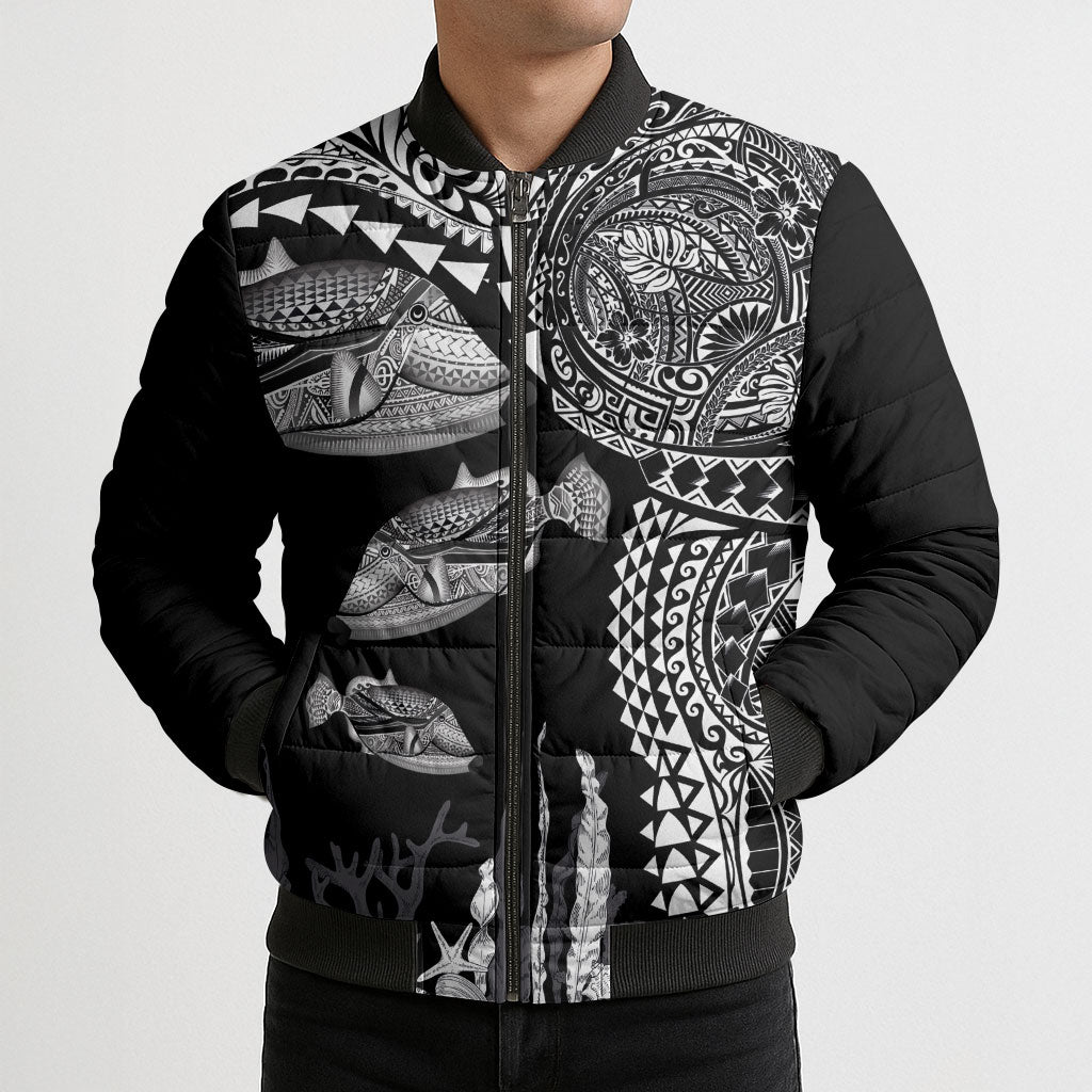 Hawaiian Reef Triggerfish Bomber Puffer Jacket Polynesian Art with Tribal Humuhumunukunukuapua'a LT03 - Polynesian Pride