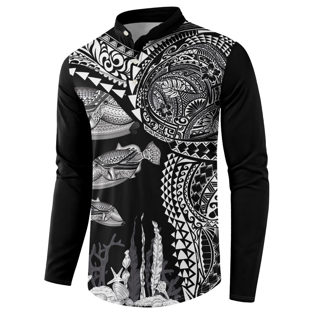 Hawaiian Reef Triggerfish Button Sweatshirt Polynesian Art with Tribal Humuhumunukunukuapua'a LT03 - Polynesian Pride