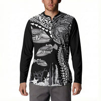 Hawaiian Reef Triggerfish Button Sweatshirt Polynesian Art with Tribal Humuhumunukunukuapua'a LT03 - Polynesian Pride