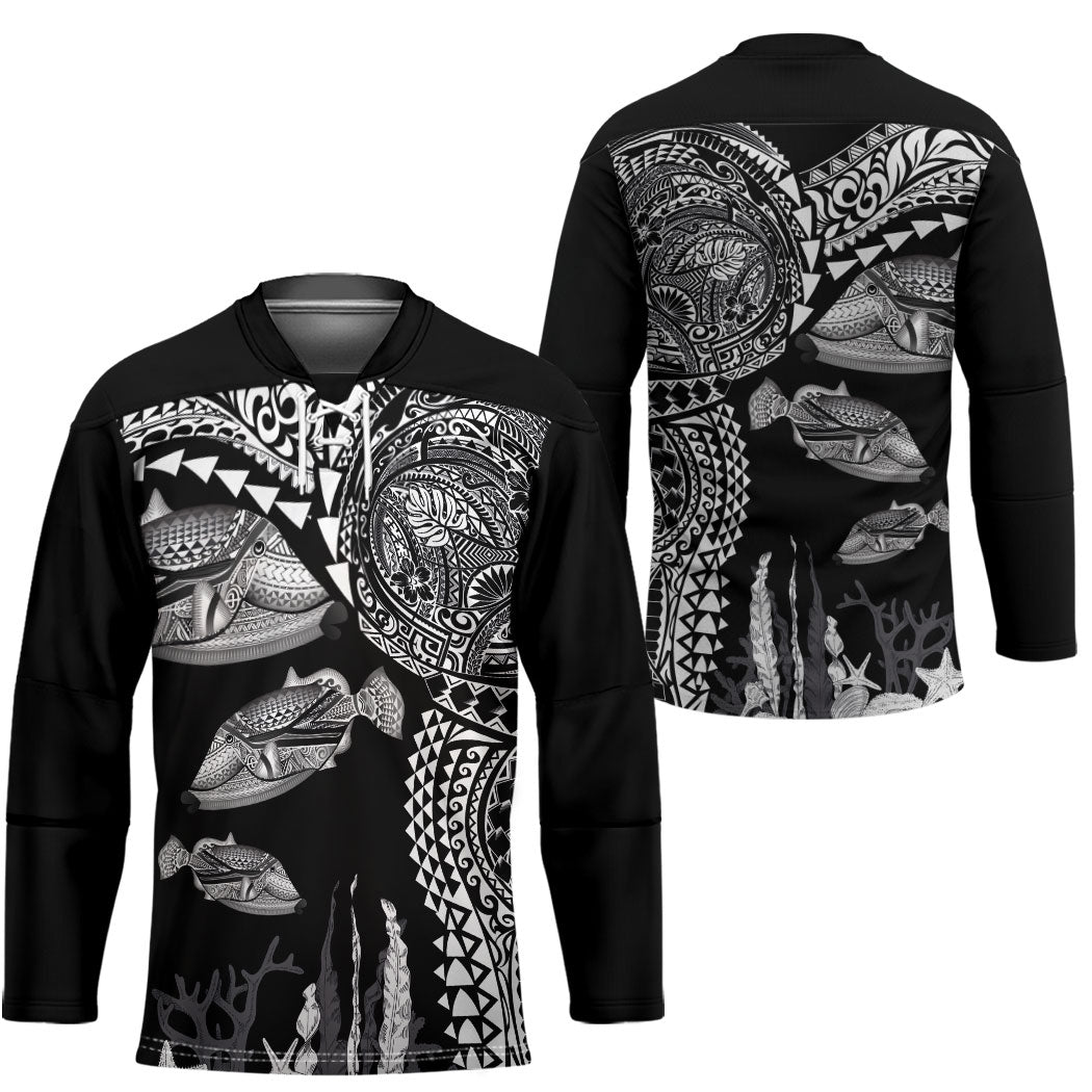 Hawaiian Reef Triggerfish Hockey Jersey Polynesian Art with Tribal Humuhumunukunukuapua'a LT03 - Polynesian Pride