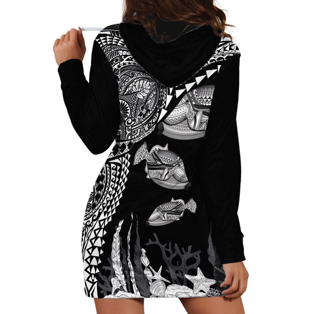 Hawaiian Reef Triggerfish Hoodie Dress Polynesian Art with Tribal Humuhumunukunukuapua'a LT03 - Polynesian Pride