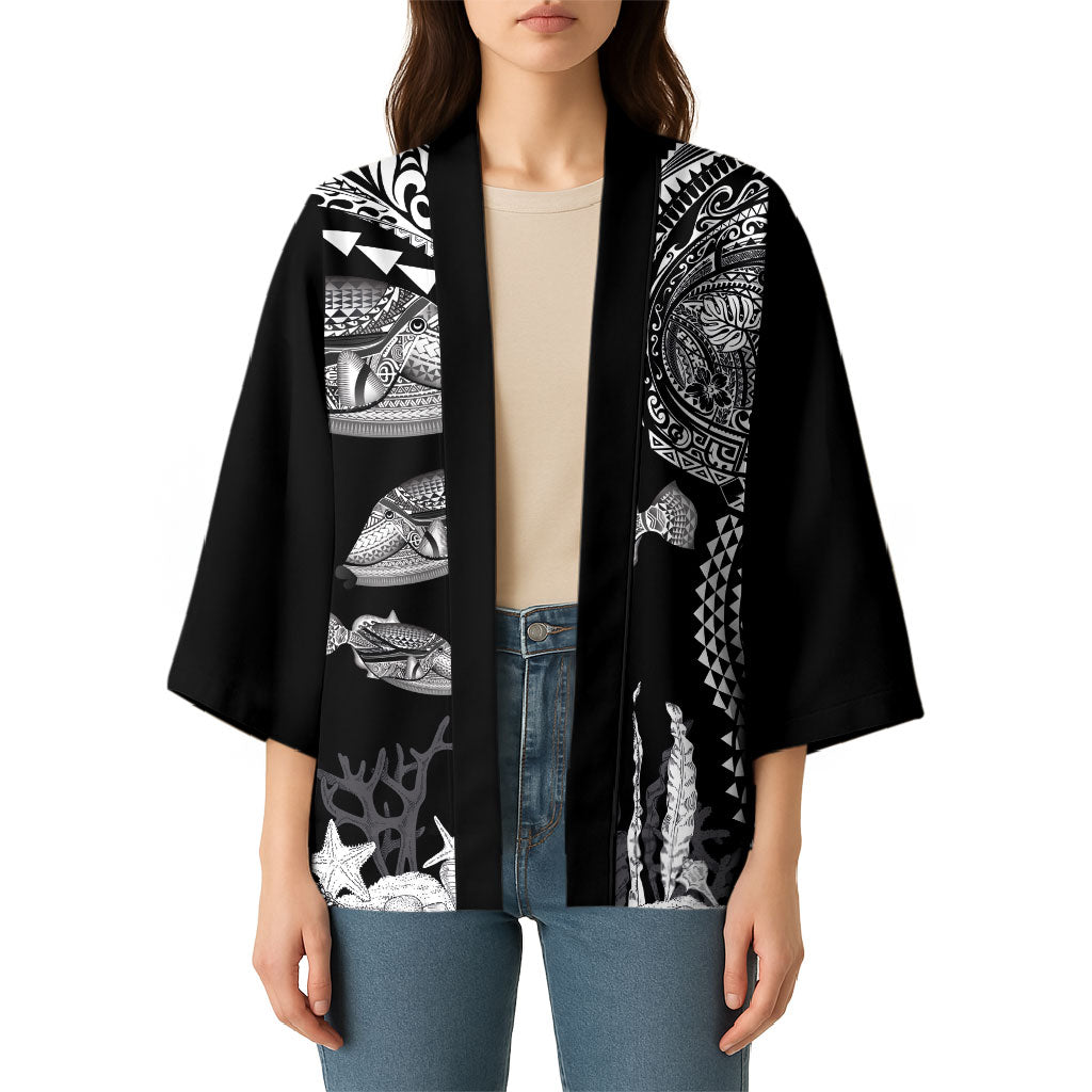 Hawaiian Reef Triggerfish Kimono Polynesian Art with Tribal Humuhumunukunukuapua'a LT03 - Polynesian Pride
