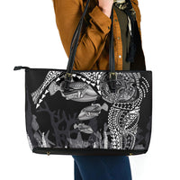 Hawaiian Reef Triggerfish Leather Tote Bag Polynesian Art with Tribal Humuhumunukunukuapua'a LT03 - Polynesian Pride