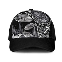 Hawaiian Reef Triggerfish Mesh Trucker Cap Polynesian Art with Tribal Humuhumunukunukuapua'a LT03 One Size Black Black - Polynesian Pride