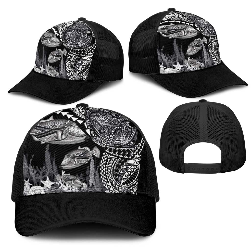 Hawaiian Reef Triggerfish Mesh Trucker Cap Polynesian Art with Tribal Humuhumunukunukuapua'a LT03 - Polynesian Pride
