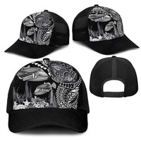 Hawaiian Reef Triggerfish Mesh Trucker Cap Polynesian Art with Tribal Humuhumunukunukuapua'a LT03 - Polynesian Pride