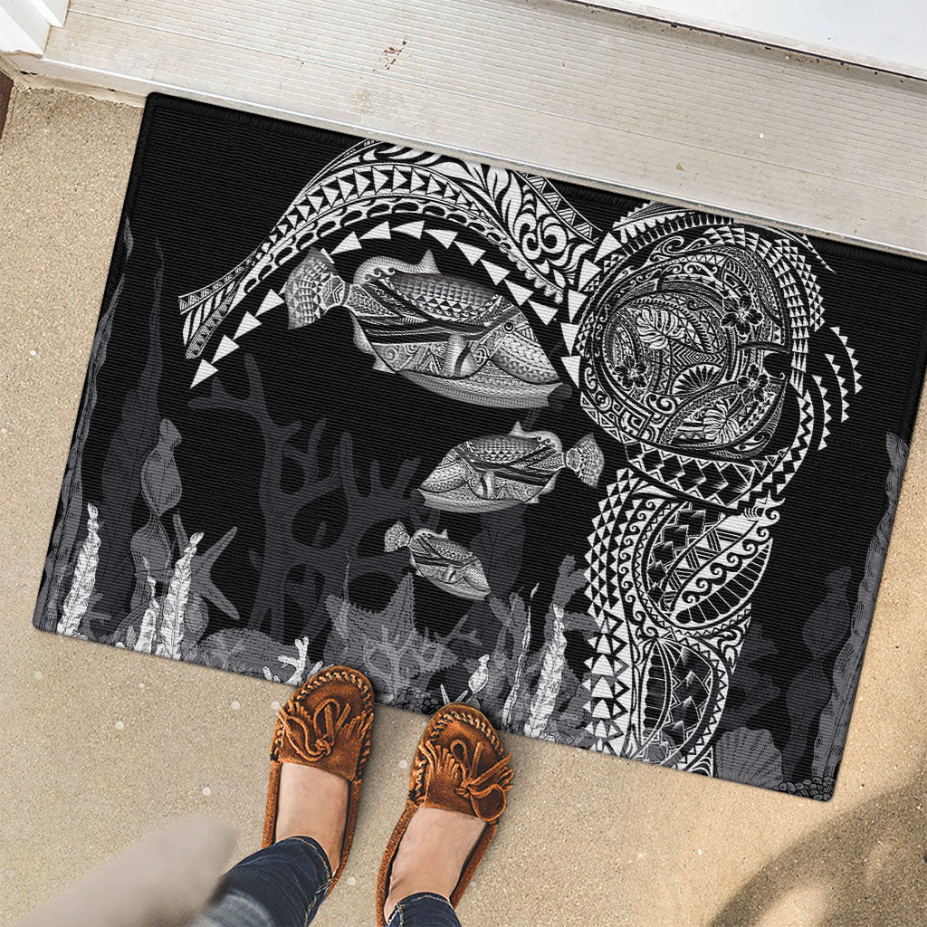 Hawaiian Reef Triggerfish Rubber Doormat Polynesian Art with Tribal Humuhumunukunukuapua'a LT03 - Polynesian Pride