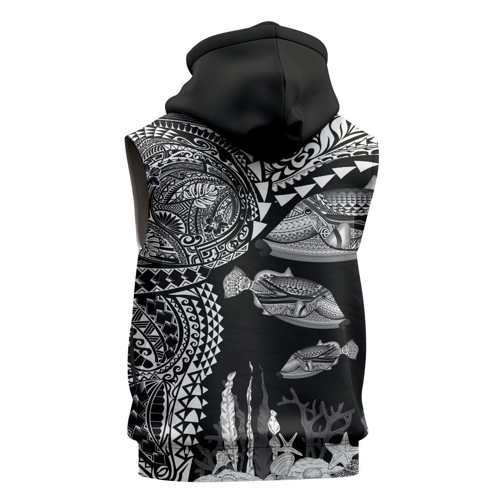 Hawaiian Reef Triggerfish Sleeveless Hoodie Polynesian Art with Tribal Humuhumunukunukuapua'a LT03 - Polynesian Pride