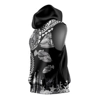 Hawaiian Reef Triggerfish Sleeveless Hoodie Polynesian Art with Tribal Humuhumunukunukuapua'a LT03 - Polynesian Pride