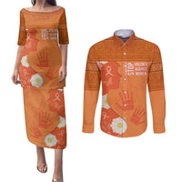 International Day for the Elimination of Violence Against Women Couples Matching Puletasi and Long Sleeve Button Shirt Polynesian Pattern