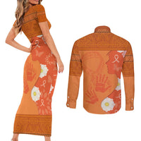 International Day for the Elimination of Violence Against Women Couples Matching Short Sleeve Bodycon Dress and Long Sleeve Button Shirt Polynesian Pattern