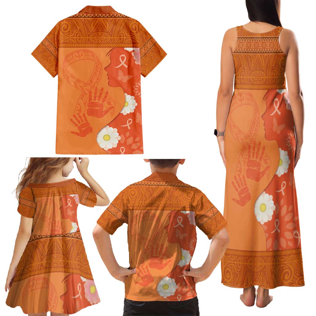 International Day for the Elimination of Violence Against Women Family Matching Tank Maxi Dress and Hawaiian Shirt Polynesian Pattern