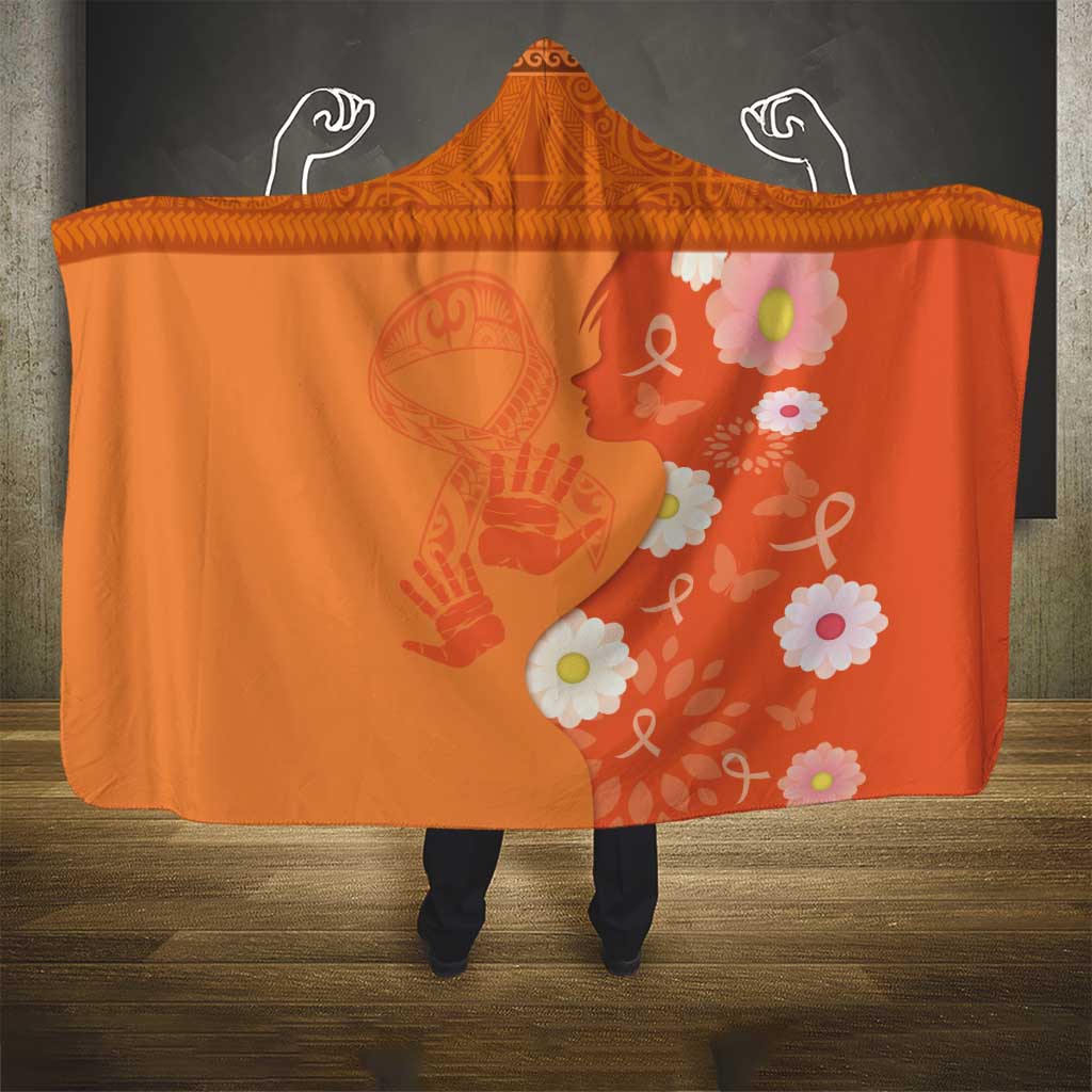 International Day for the Elimination of Violence Against Women Hooded Blanket Polynesian Pattern